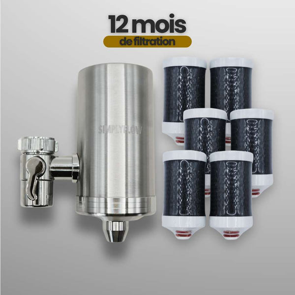 Kit 12 mois - filtre à eau robinet universel