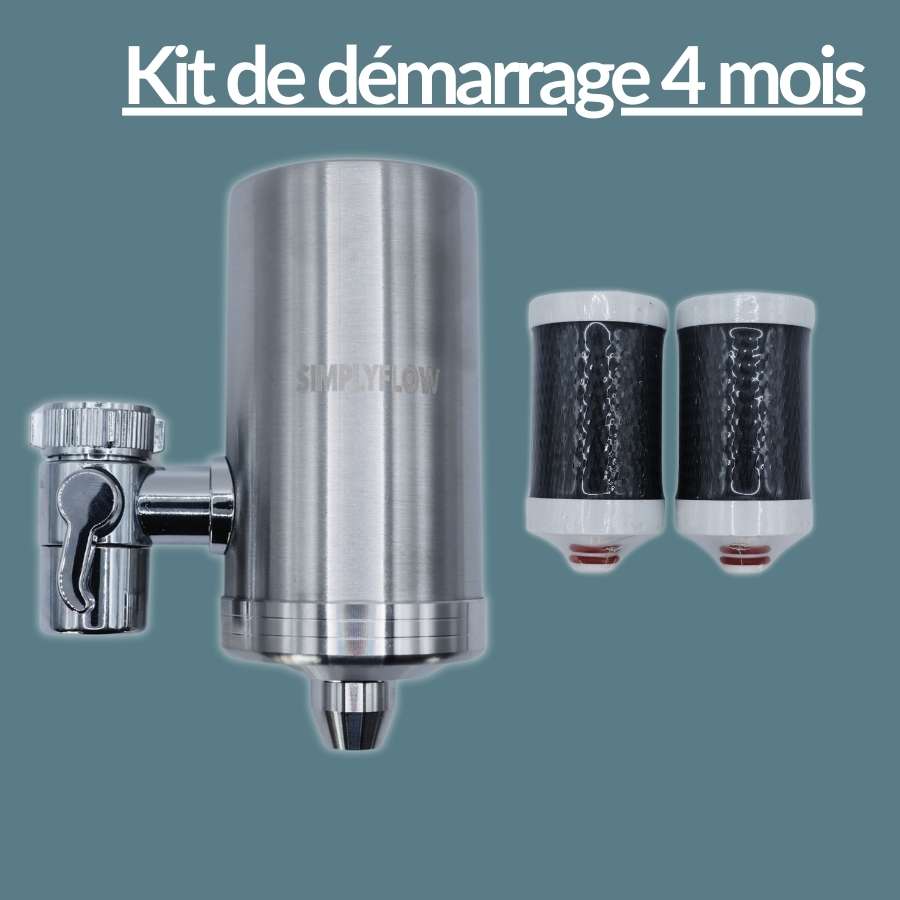 Filtre à eau robinet universel – Inox | Élimine calcaire & chlore – SimplyFlow
